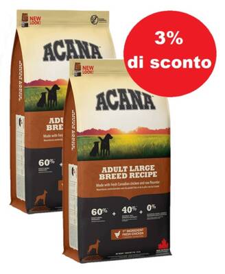 Acana Heritage Adult Large Breed 2x17kg - 3% di sconto in un set