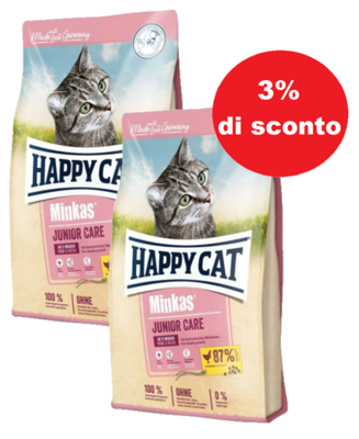 HAPPY CAT Minkas Junior Care Pollame 2x10kg - 3% di sconto in un set