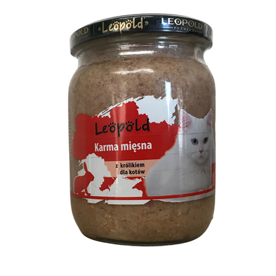 Leopold Alimento a base di carne di coniglio per gatti 500g (barattolo)