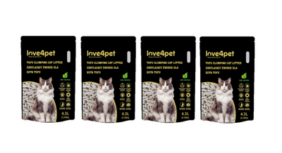 Love4pet Lettiera per gatti a grumi di tofu 4x(2,5kg 4,3L)