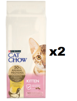PURINA Cat Chow, cibo per gattini ricco di pollo 2x15 kg