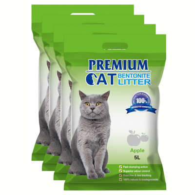 Premium Cat Lettiera alla Bentonite per gatti -Mela per gatti 4x5L
